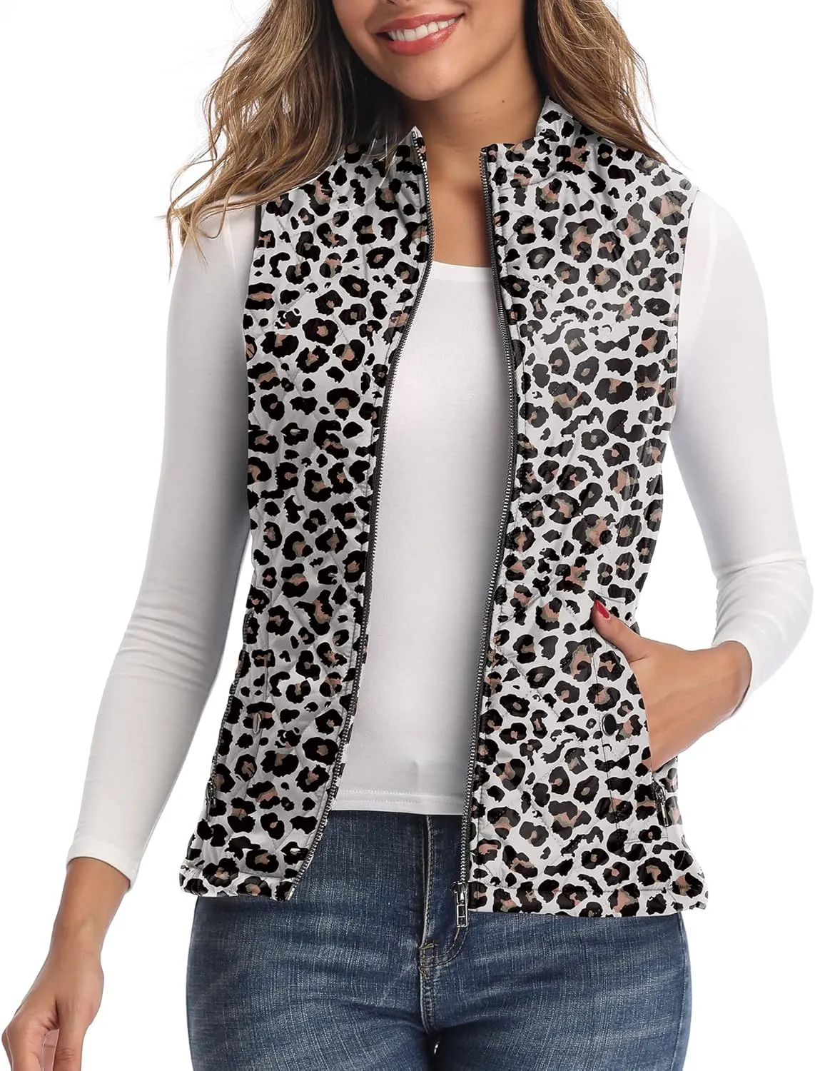 Argstar Women's Vest, Quilted Lightweight Zip Pockets Padded Gilet (XS-2XL)