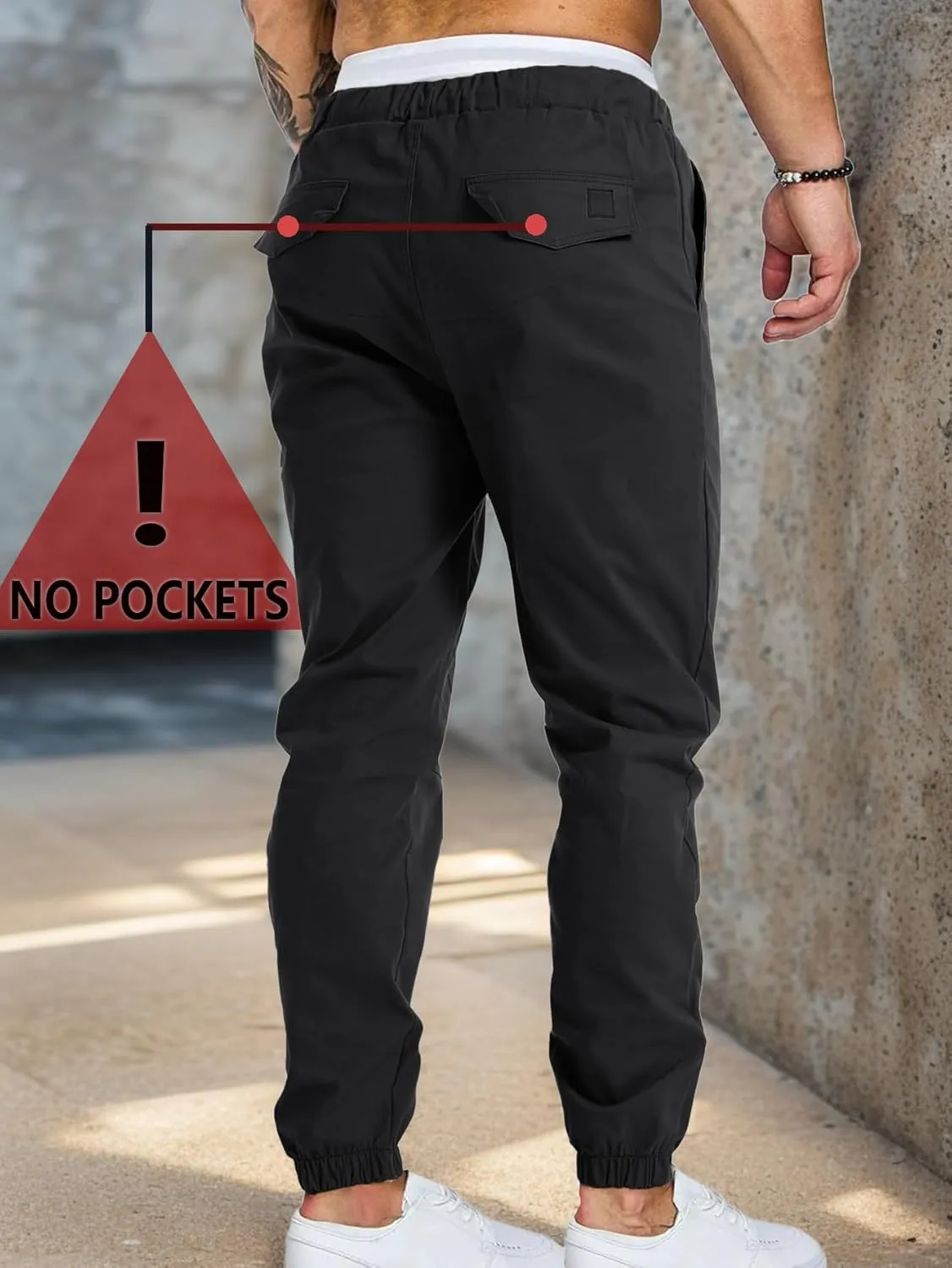 AUTIWITUA Men's Casual Jogger Pants Lightweight Cotton Drawstring Cargo Pants Outdoor Hiking Twill Track Tapered Pants