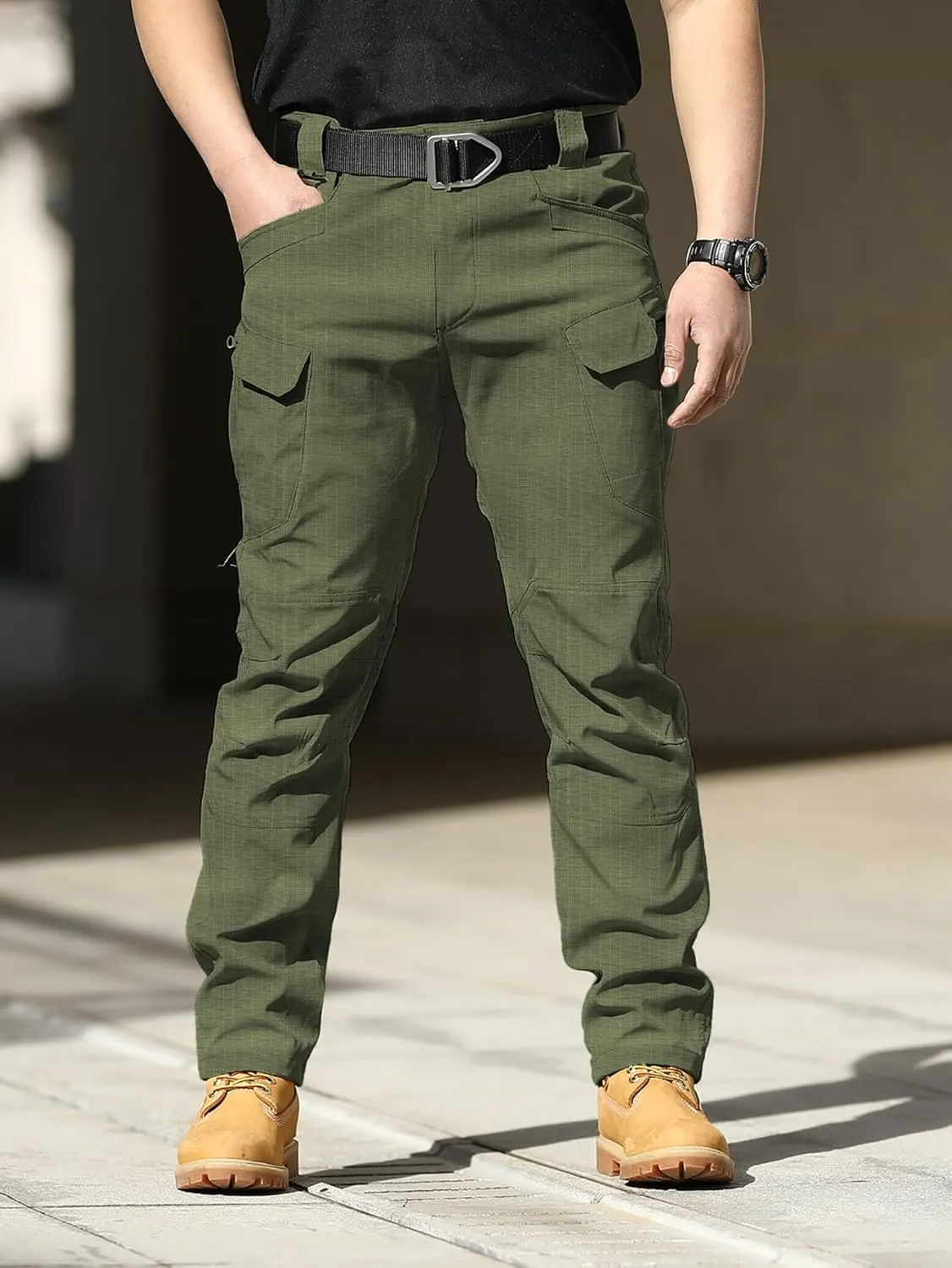 AUTIWITUA Men's Tactical Pants Water Resistant Cargo Pants Lightweight Outdoor Hiking Work Pants(No Belt)