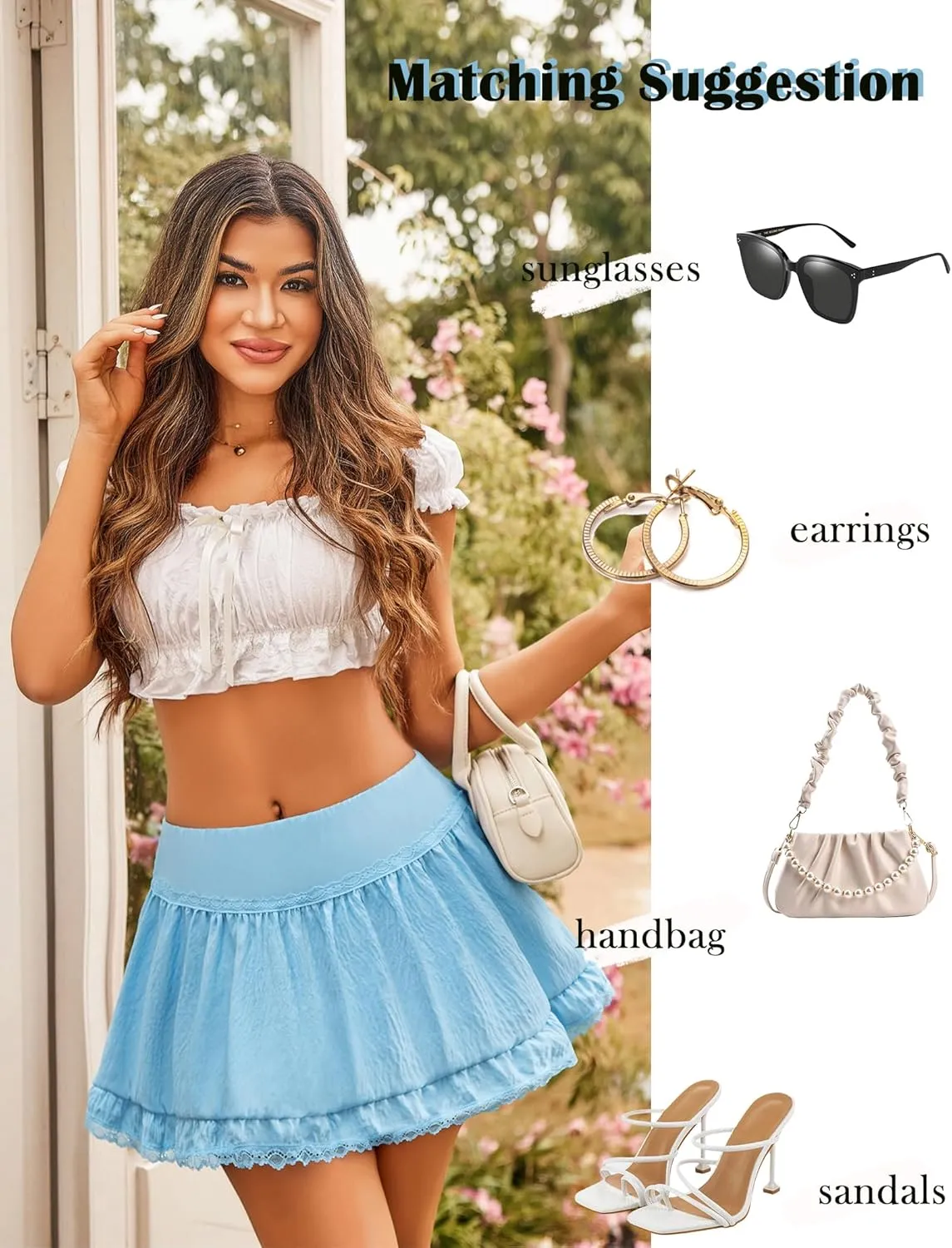 Avidlove Women High Waist Mini Skirt Flowy A Line Ruffle Hem Y2K Cute Skirts Casual