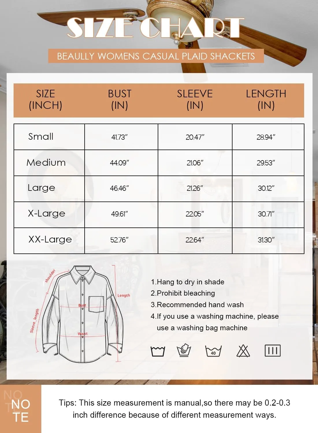 Beaully Women's Flannel Plaid Shacket Long Sleeve Button Down Shirts Jacket Coats with Side Pockets