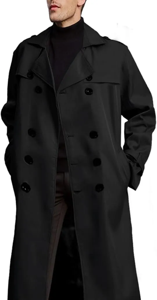 Botten Men's Trench Coat - Long Jacket Overcoat-Oversized Casual Windbreaker