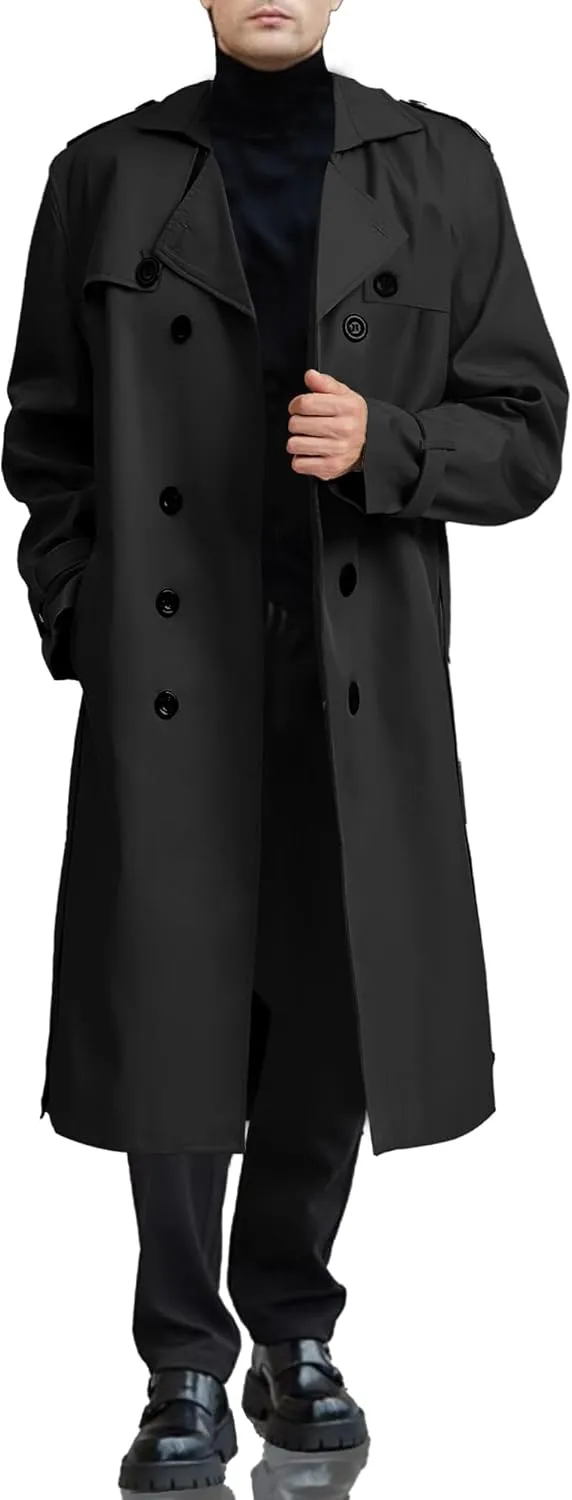 Botten Men's Trench Coat - Long Jacket Overcoat-Oversized Casual Windbreaker