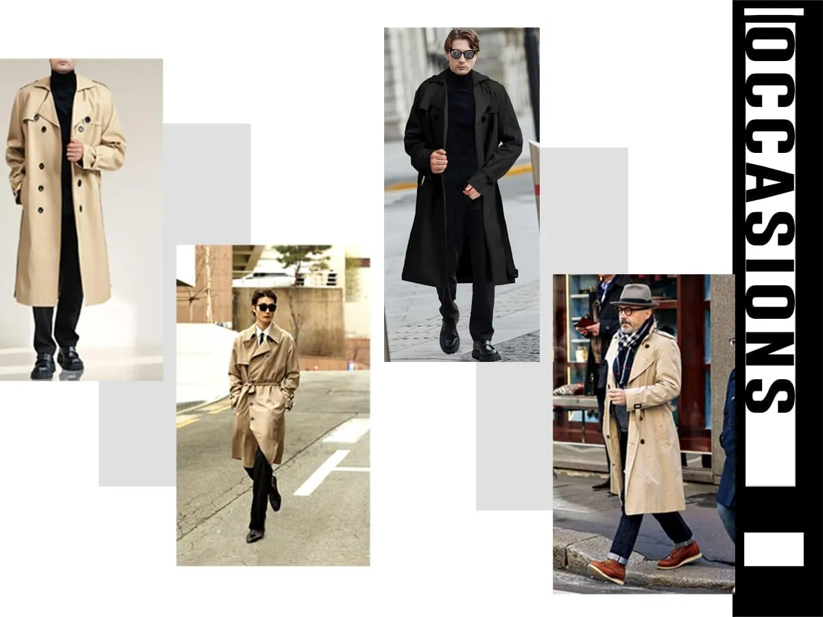 Botten Men's Trench Coat - Long Jacket Overcoat-Oversized Casual Windbreaker