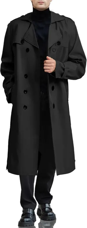 Botten Men's Trench Coat - Long Jacket Overcoat-Oversized Casual Windbreaker