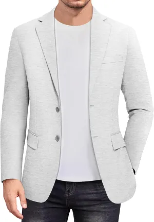 COOFANDY Men's Casual Knit Blazer Stretch Slim Fit Sport Coat Two Button Lightweight Suit Jackets