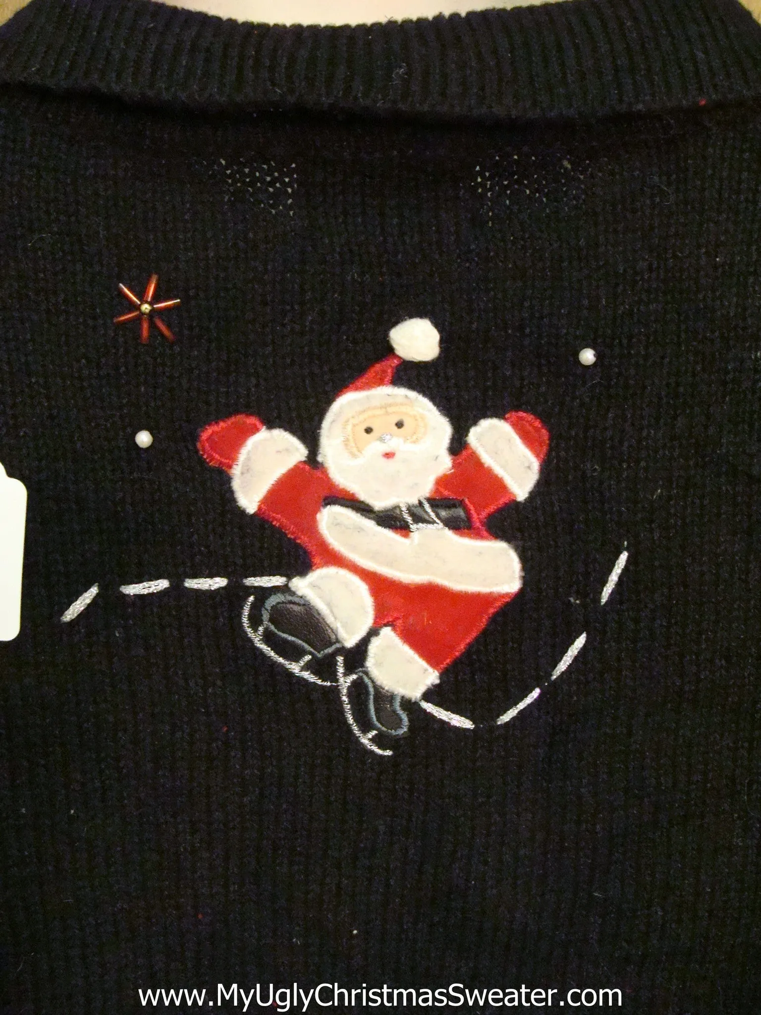 Crazy Ice Skating Santa Horrible Christmas Sweater