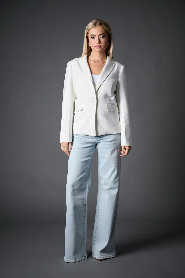 Helen Blazer in Whipped Cream with Removable Shirt Insert