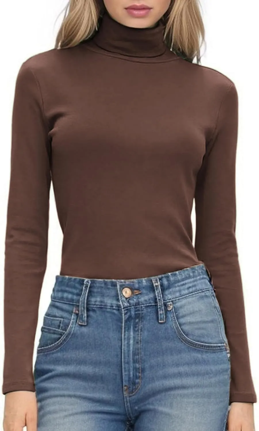 HOTOUCH Women's Turtleneck Long Sleeve Shirts Casual Basic T Shirts Lightweight Base Layer Solid Slim Fit Tops