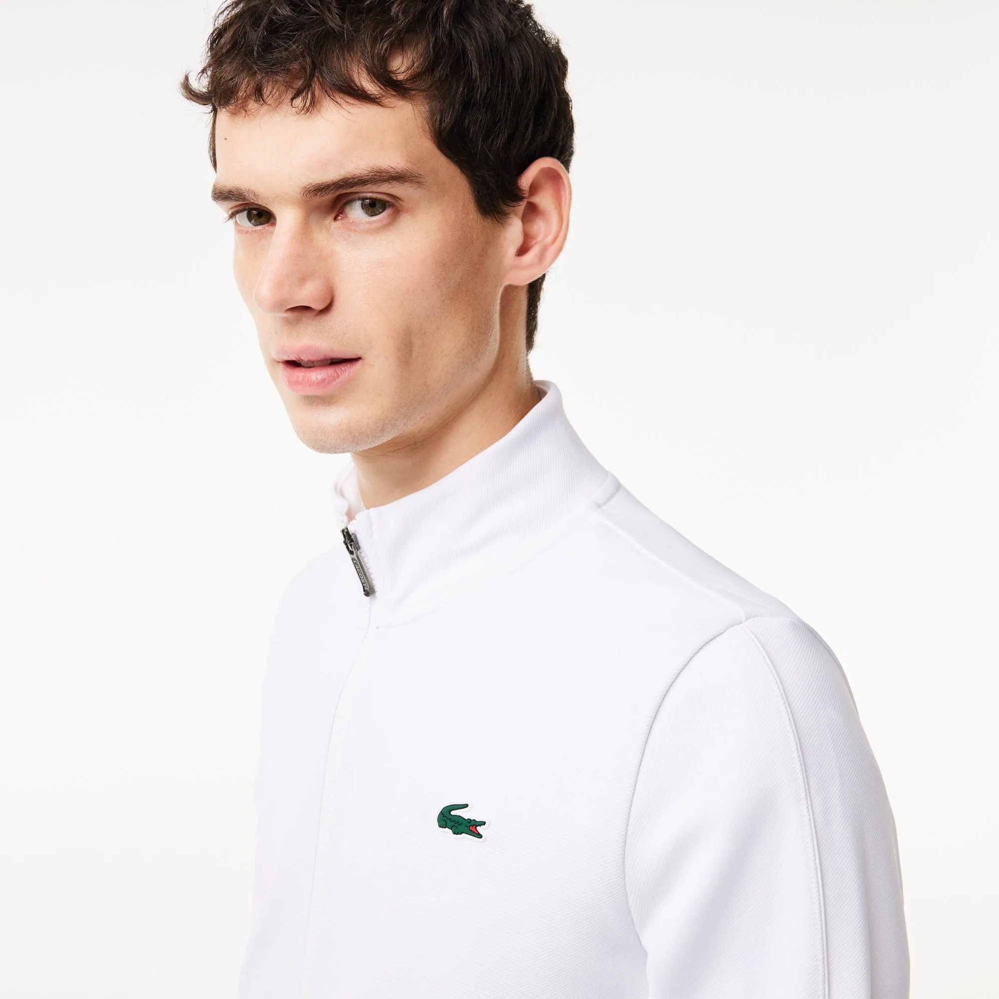 Lacoste Recycled Fiber Zipped Sport Sweatshirt in White Z92