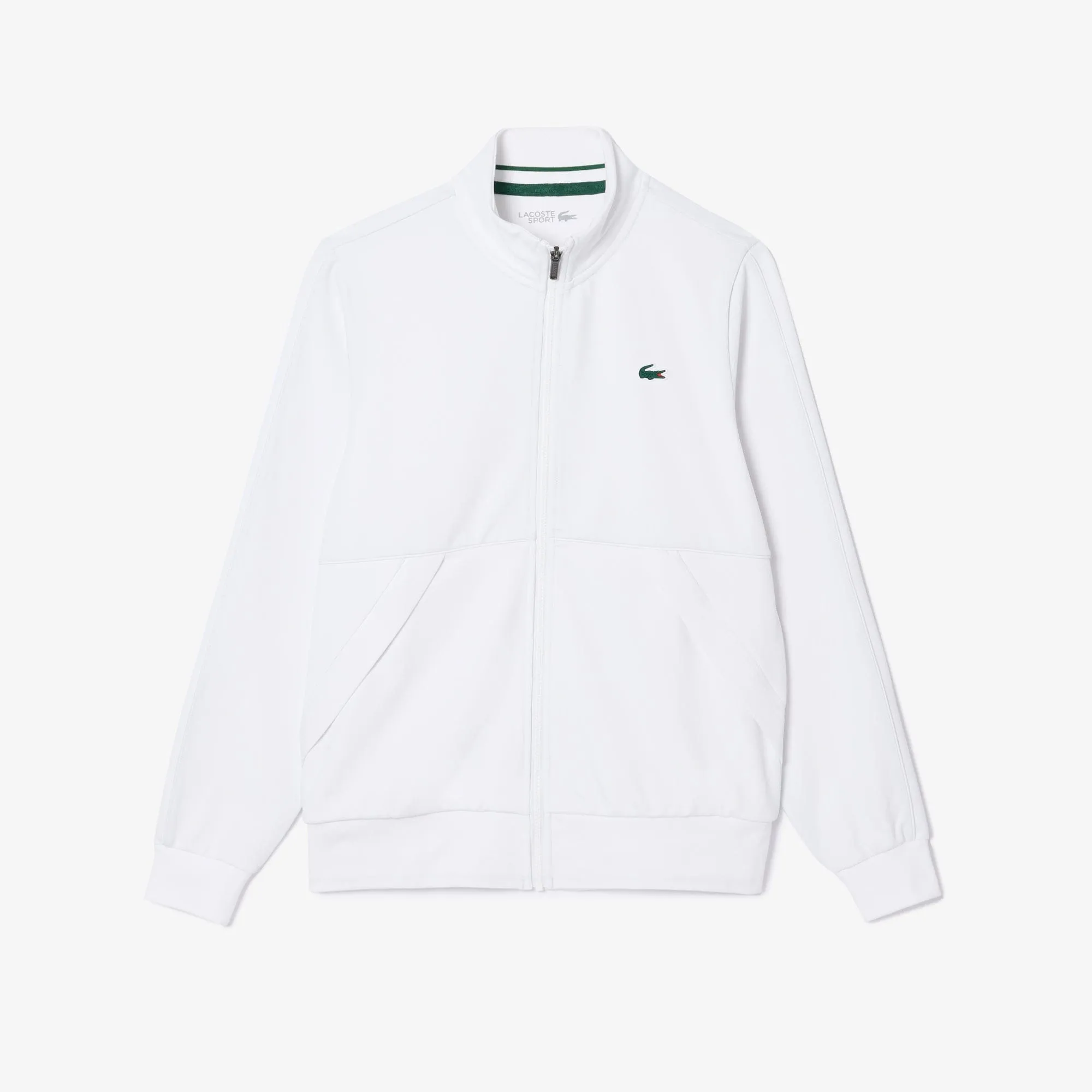 Lacoste Recycled Fiber Zipped Sport Sweatshirt in White Z92