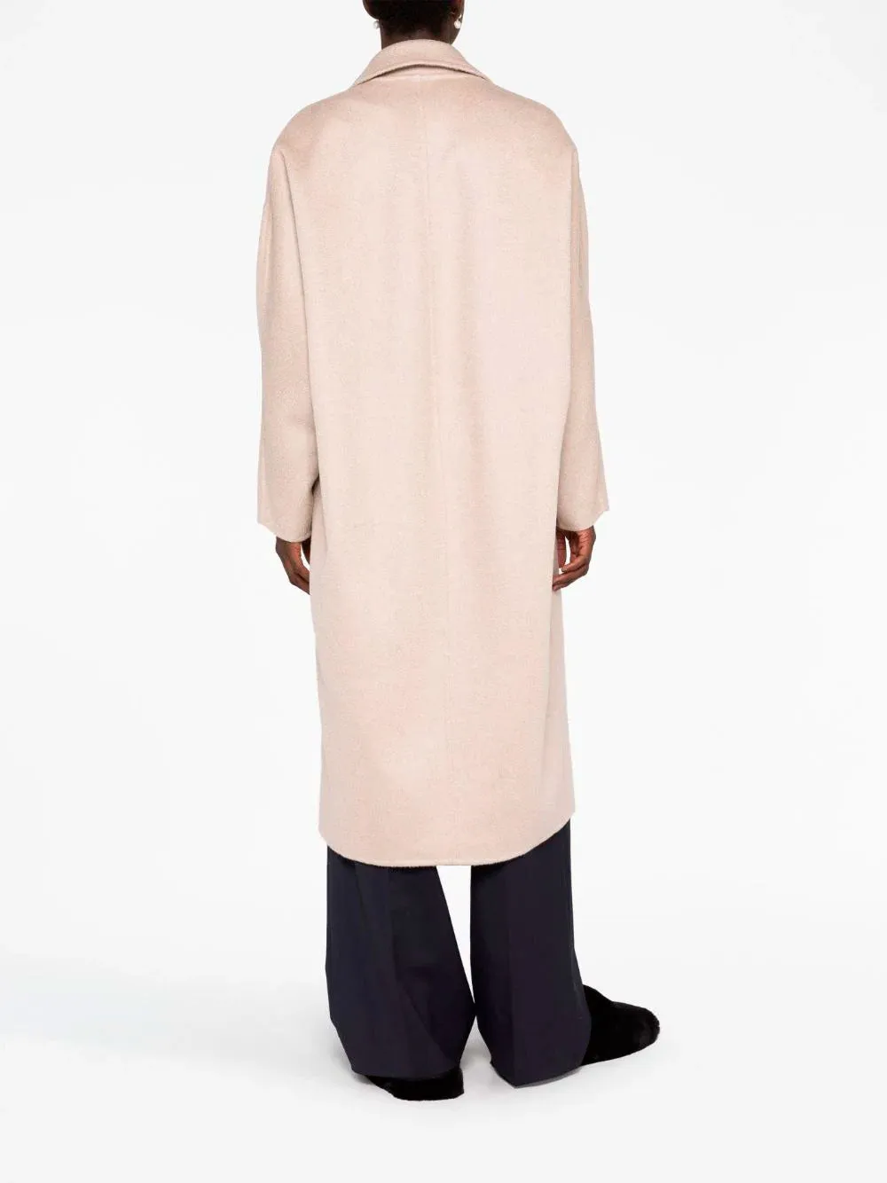Logo-embroidered cashmere coat