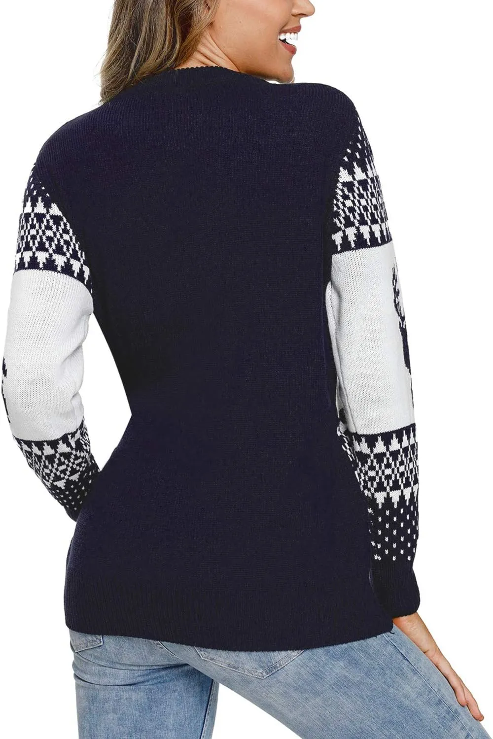 LookbookStore Women Ugly Christmas Tree Reindeer Holiday Knit Sweater Pullover