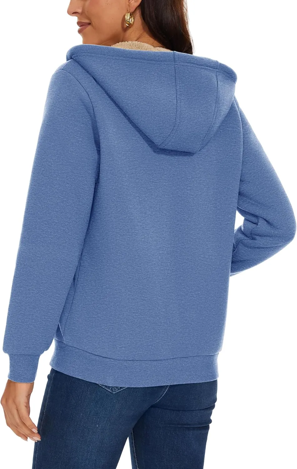 MAGCOMSEN Womens Zip Up Hoodies Sherpa Lined Fleece Thermal Jacket Full Zip Winter Warm Casual Thick Coats Pockets