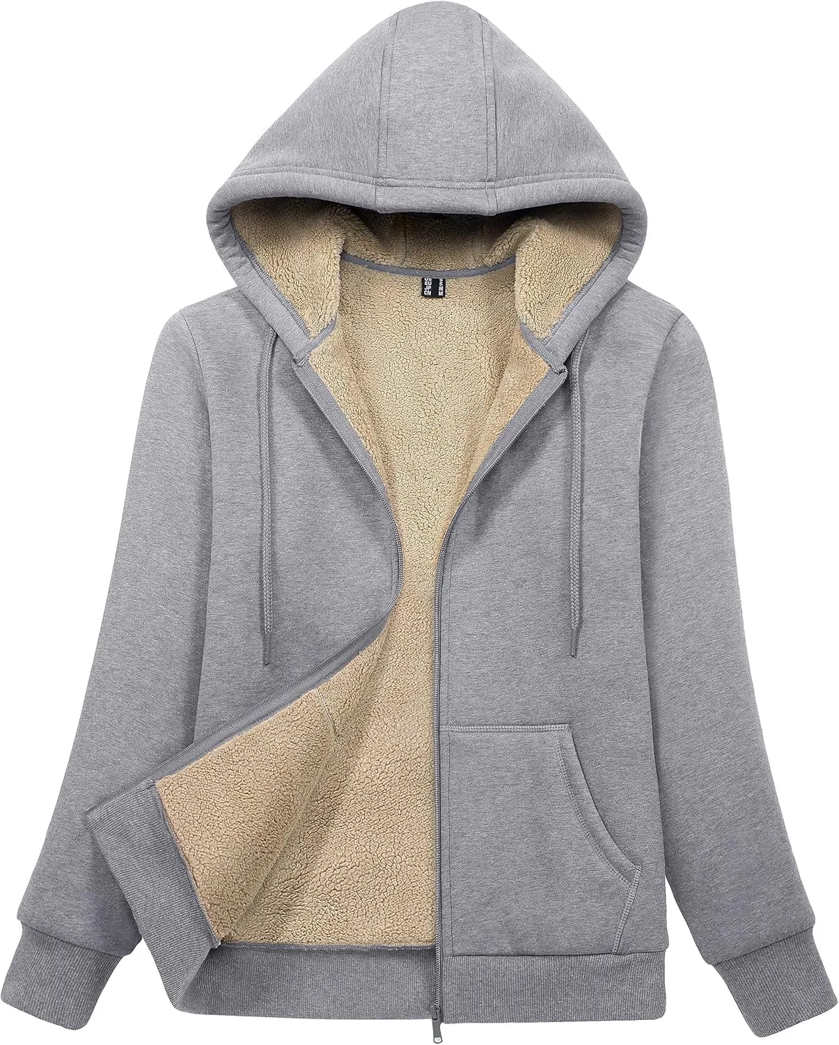 MAGCOMSEN Womens Zip Up Hoodies Sherpa Lined Fleece Thermal Jacket Full Zip Winter Warm Casual Thick Coats Pockets