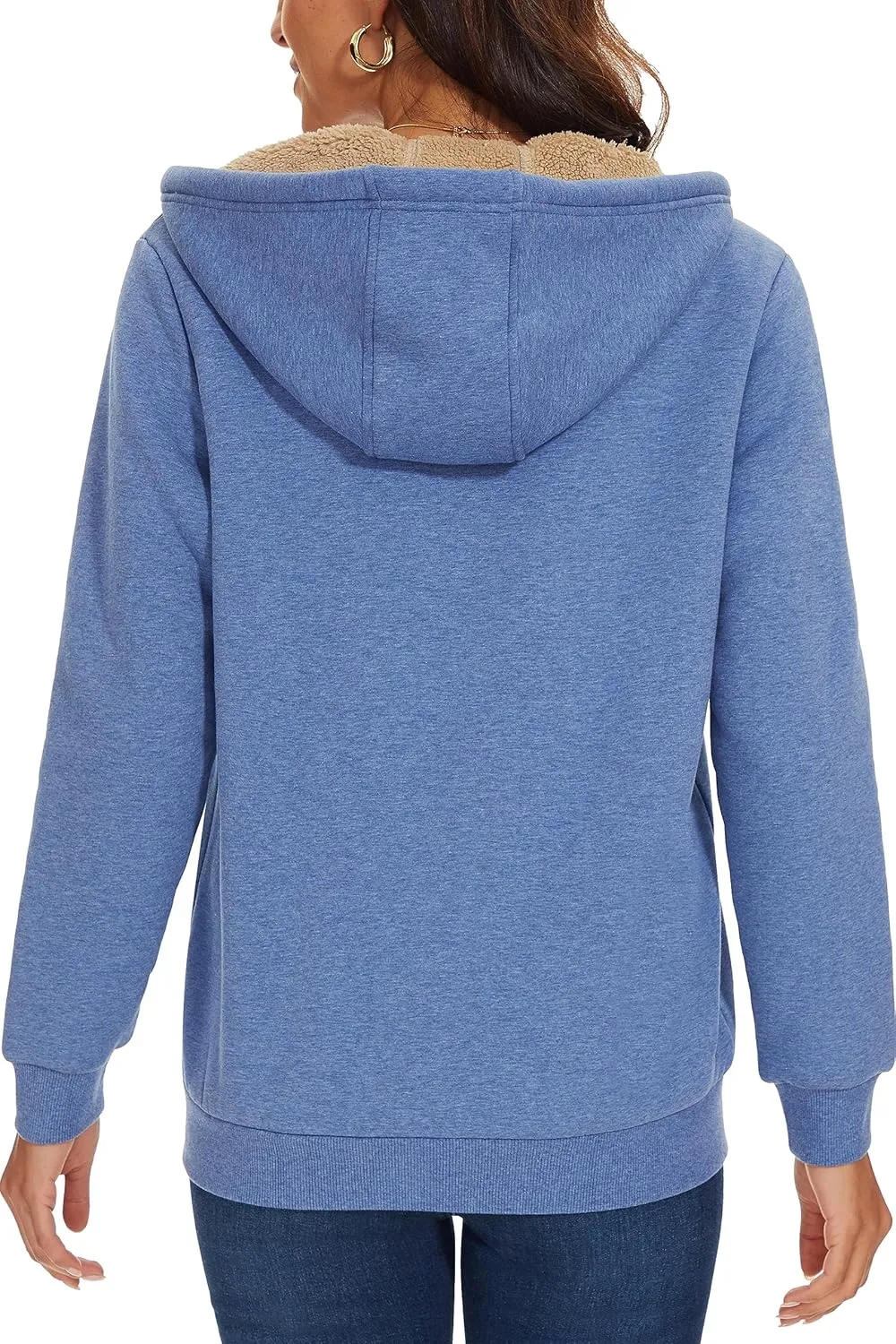 MAGCOMSEN Womens Zip Up Hoodies Sherpa Lined Fleece Thermal Jacket Full Zip Winter Warm Casual Thick Coats Pockets