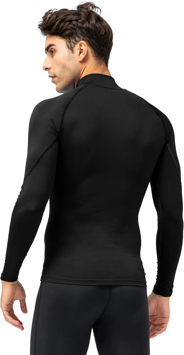 Men's Athletic Compression Shirts Long Sleeve Workout T-Shirt Mock Turtleneck Base Layer Undershirt Tops
