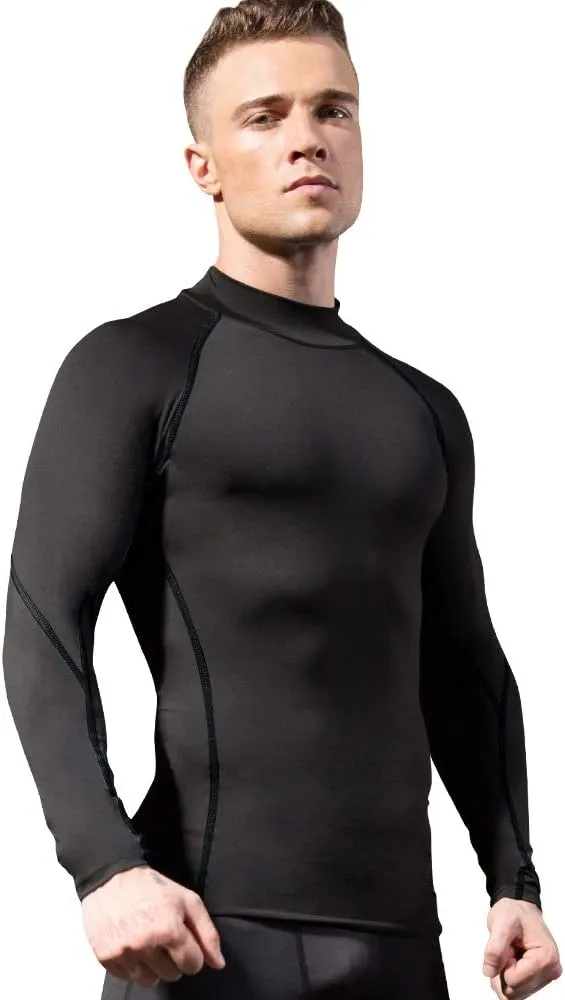 Men's Athletic Compression Shirts Long Sleeve Workout T-Shirt Mock Turtleneck Base Layer Undershirt Tops