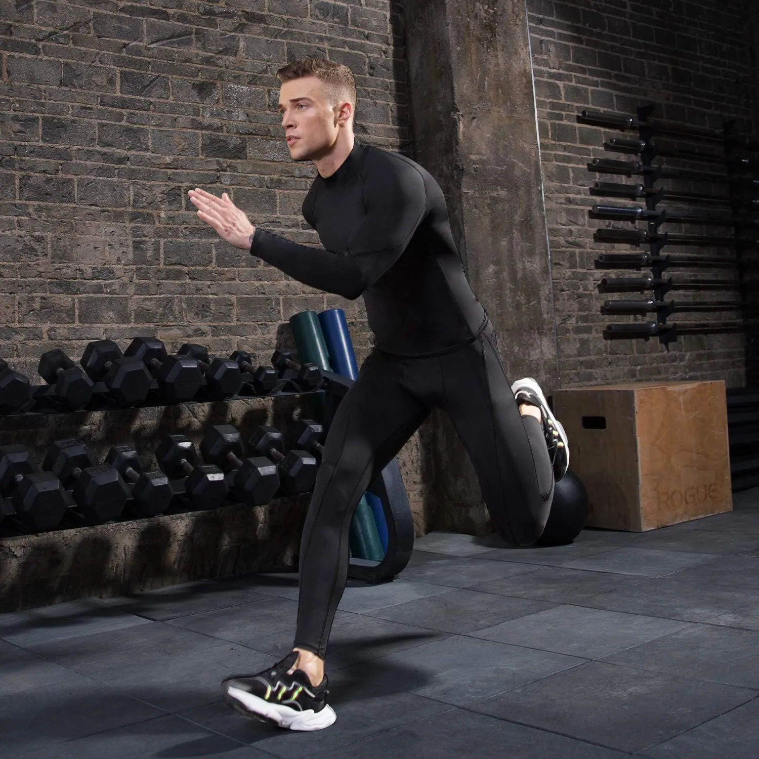 Men's Athletic Compression Shirts Long Sleeve Workout T-Shirt Mock Turtleneck Base Layer Undershirt Tops