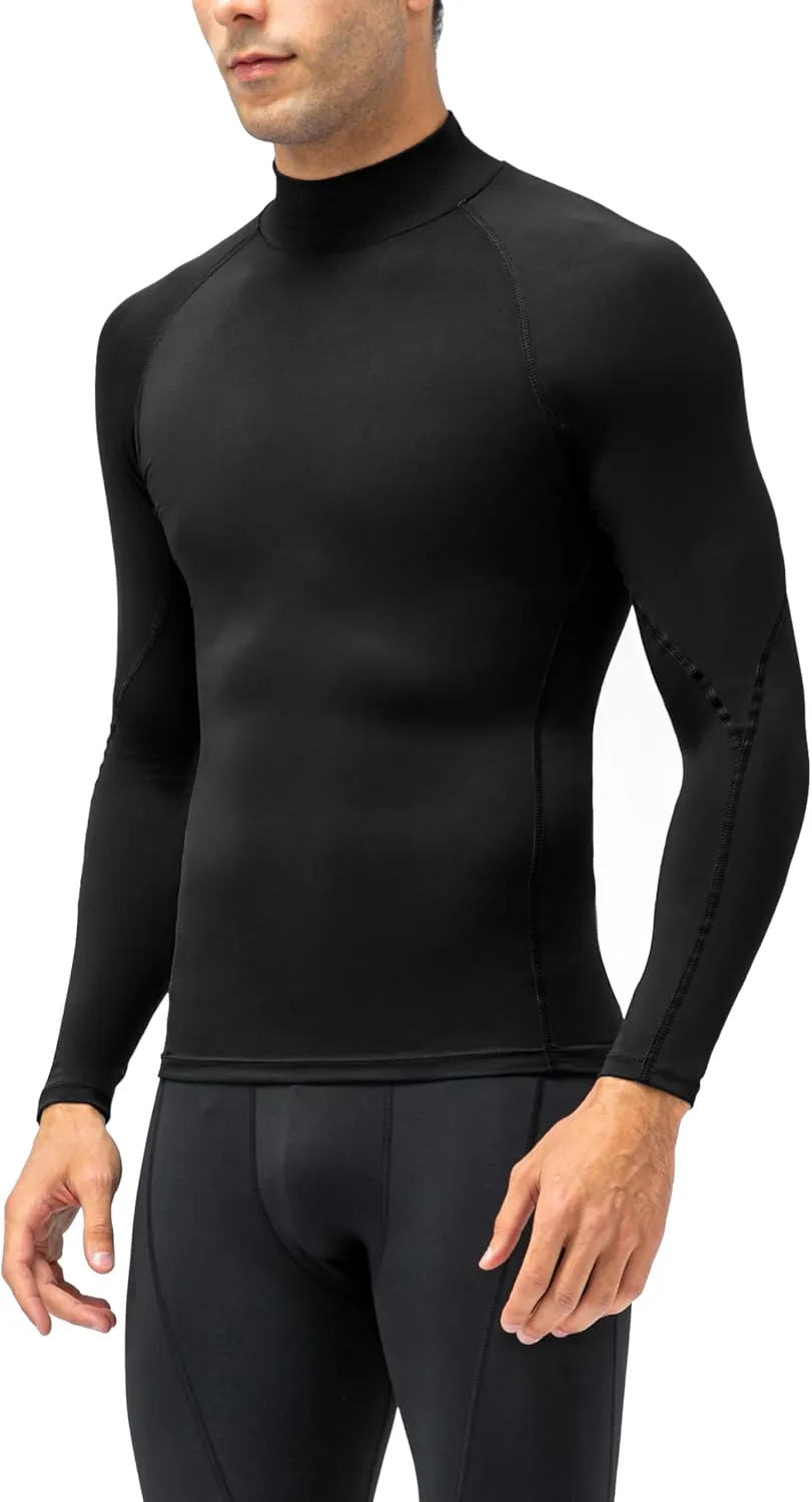 Men's Athletic Compression Shirts Long Sleeve Workout T-Shirt Mock Turtleneck Base Layer Undershirt Tops