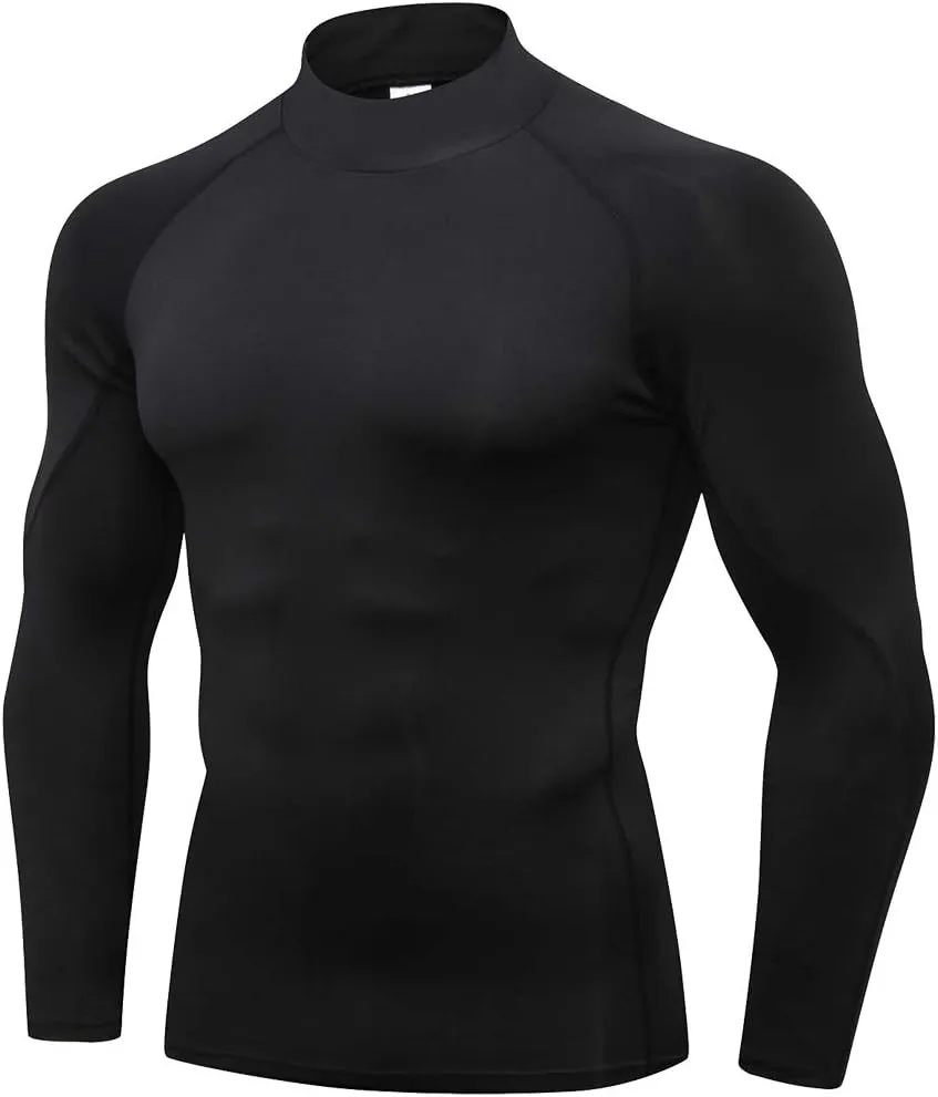 Men's Athletic Compression Shirts Long Sleeve Workout T-Shirt Mock Turtleneck Base Layer Undershirt Tops