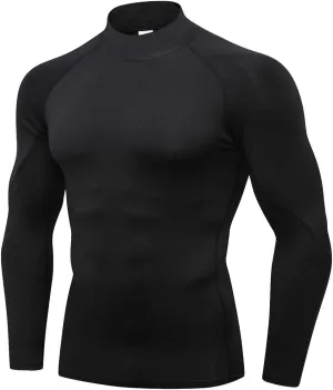Men's Athletic Compression Shirts Long Sleeve Workout T-Shirt Mock Turtleneck Base Layer Undershirt Tops
