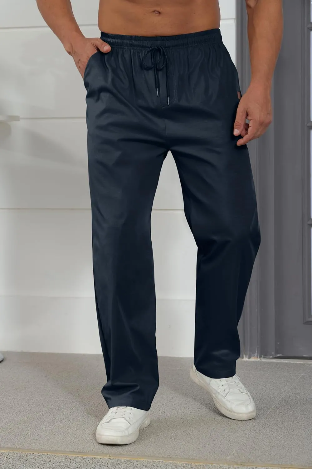 Mens Casual Jogger Pants Relaxed Fit Cargo Pants Drawstring Sweatpants Hiking Outdoor Twill Sport Pants