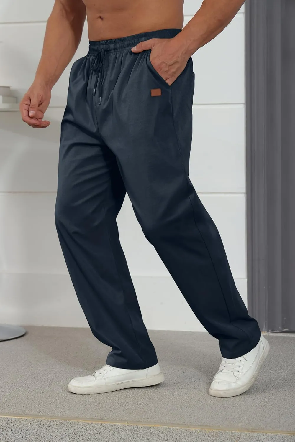 Mens Casual Jogger Pants Relaxed Fit Cargo Pants Drawstring Sweatpants Hiking Outdoor Twill Sport Pants