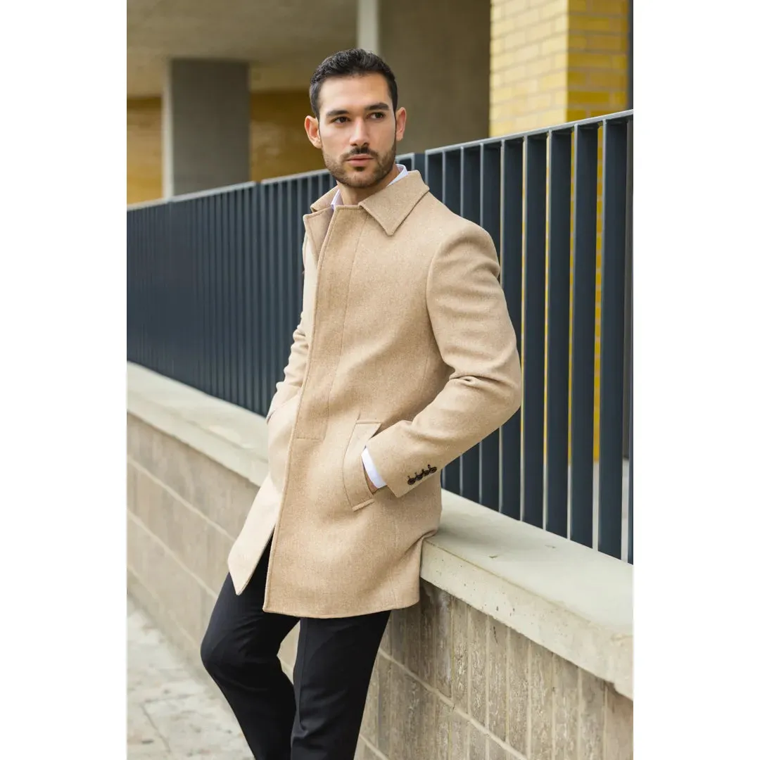 Men's Classic Collar Wool Blend Overcoat