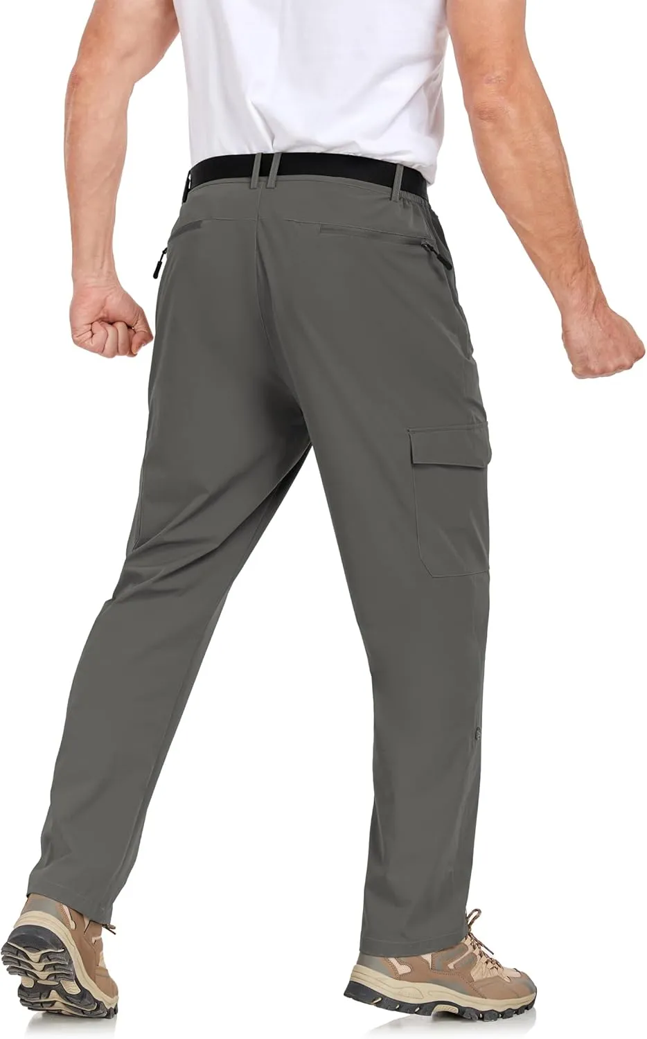 Men's Hiking Cargo Pants Lightweight Tactical Pants Waterproof Travel Work Outdoor Pants with Belt Multi Pockets
