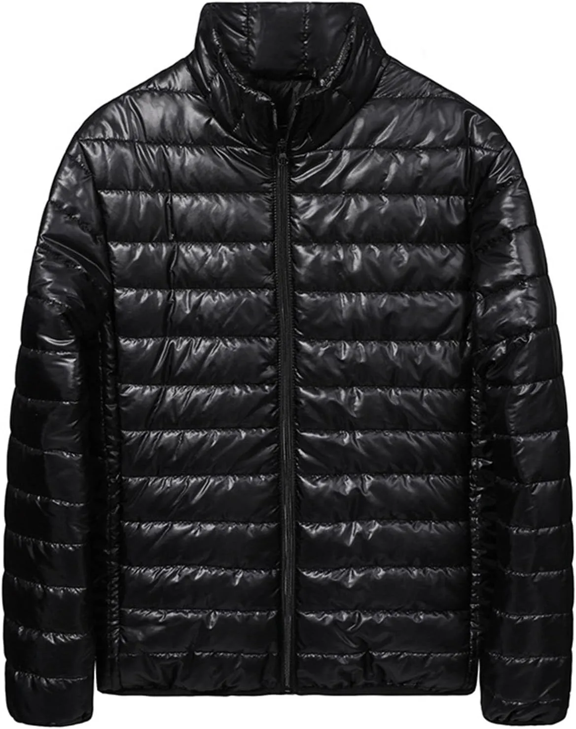 Men's Puffer Jacket Lightweight Packable Down Coat Zip up Insulated Jacket Stand Collar Quilted Coat Warm Winter Jacket