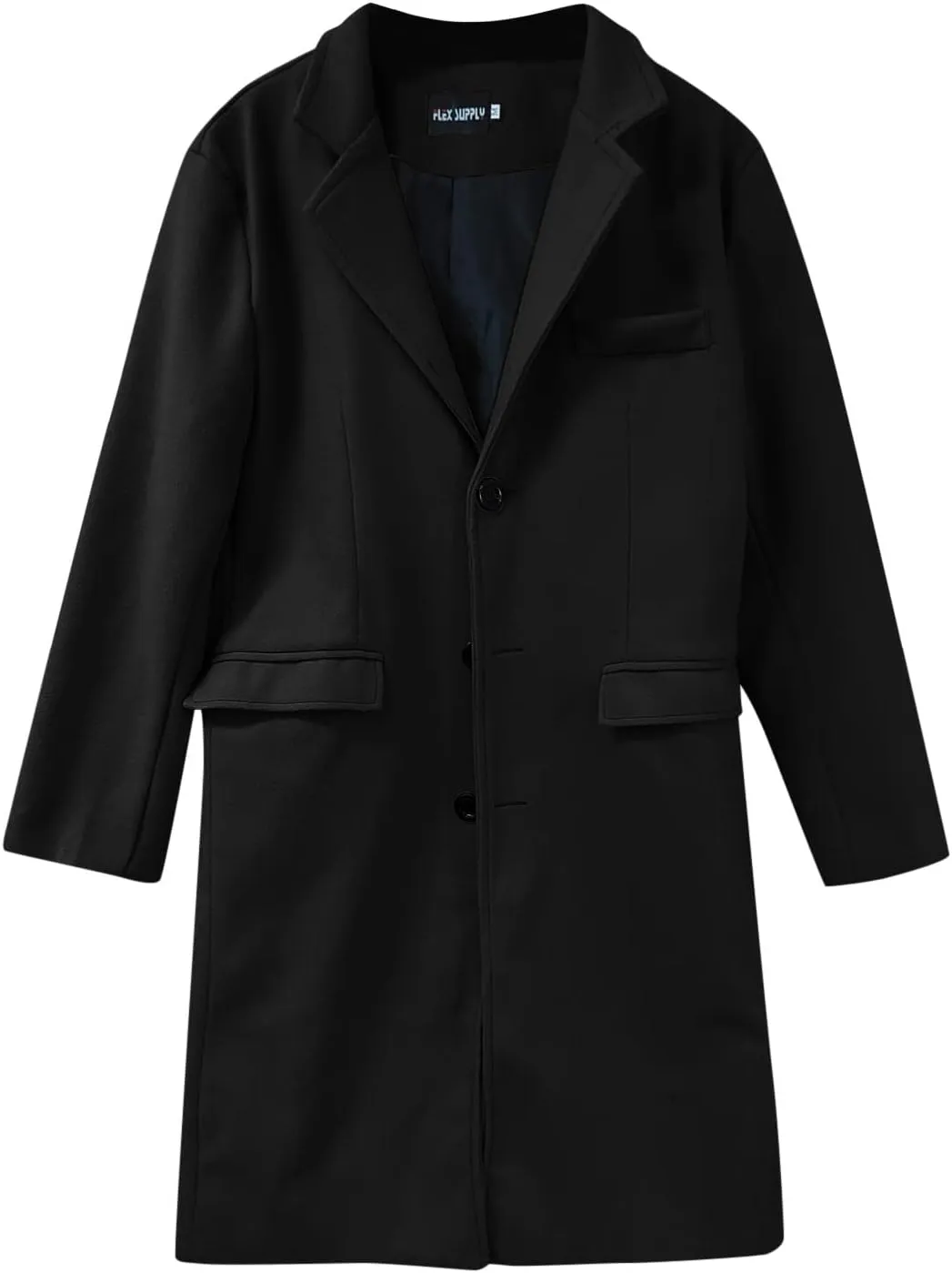 Mens Single Breasted Trench Coat Winter Wool Blend Pea Coat Oversized Warm Lapel Work Business Jacket Outerwear