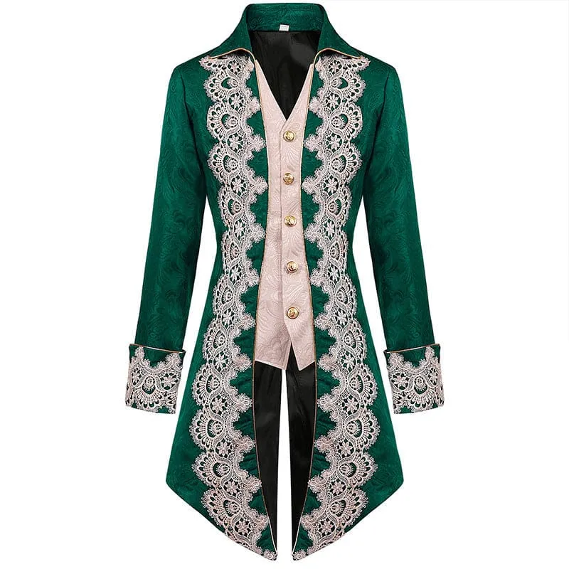 Men's Steampunk Medieval Dovetail Costume with Lace Trim and Vest