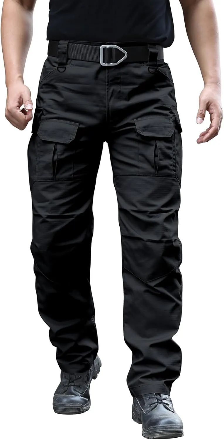 Men's Stretch Tactical Pants Water Resistant Ripstop Cargo Pants Outdoor Lightweight EDC Work Hiking Pants