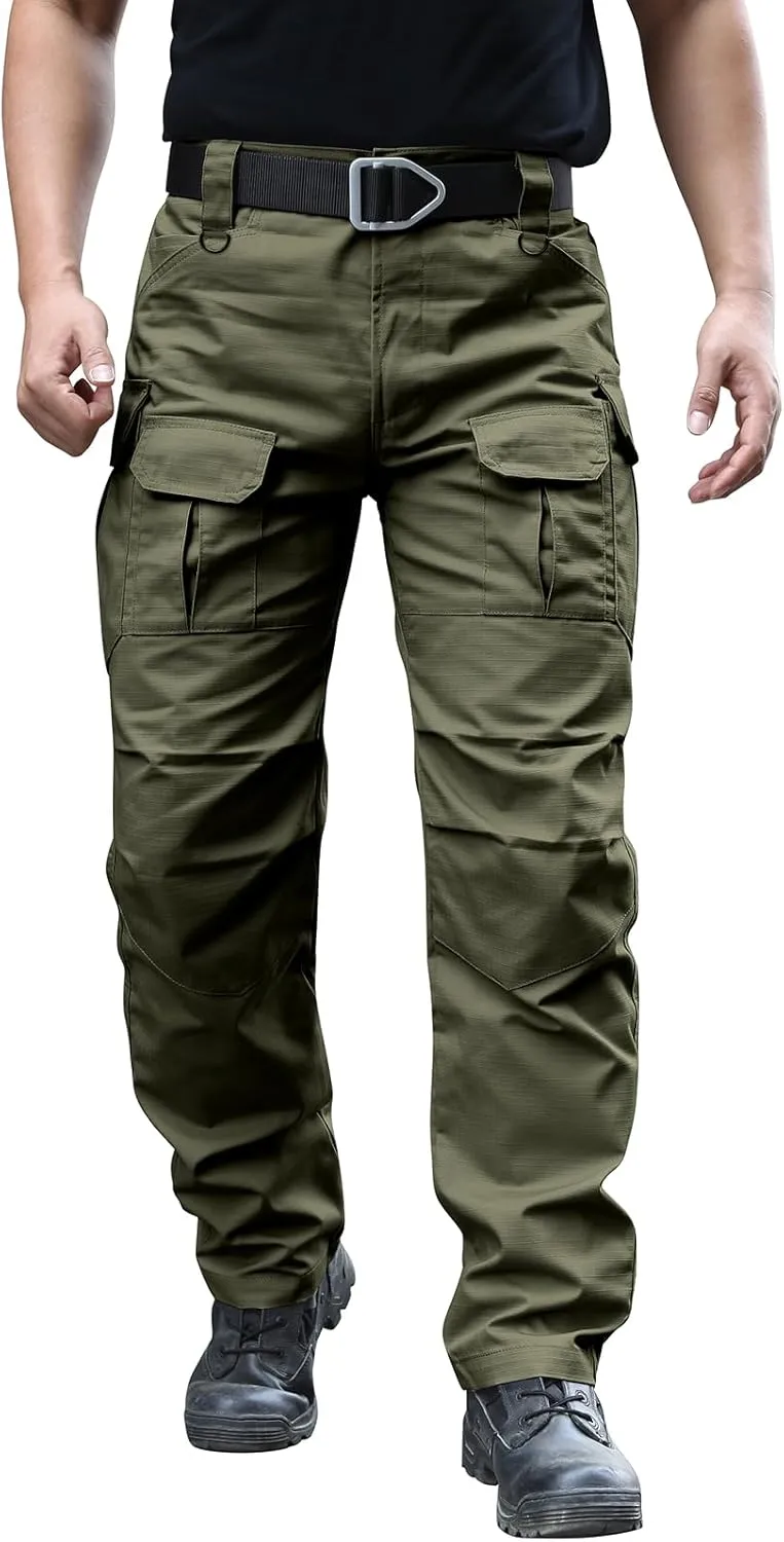 Men's Stretch Tactical Pants Water Resistant Ripstop Cargo Pants Outdoor Lightweight EDC Work Hiking Pants
