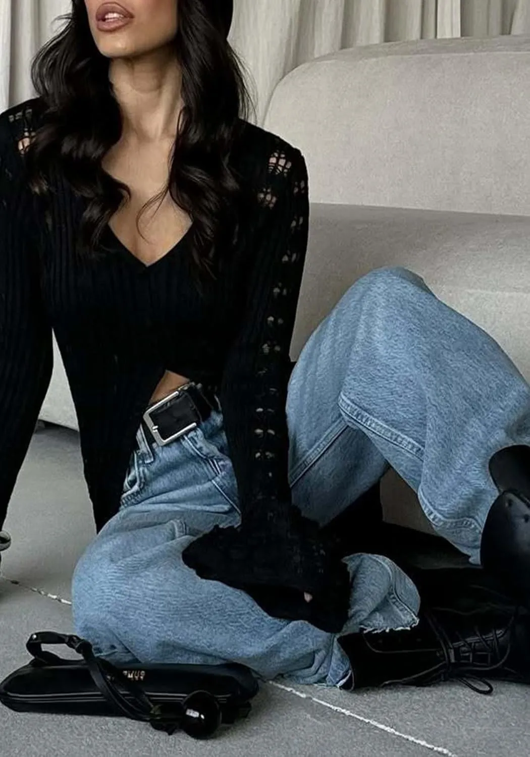 NRTHYE Women Long Crochet Cardigans Button up Knit Hollow Out Elegant Duster Sweaters Cover Up Maxi Dress