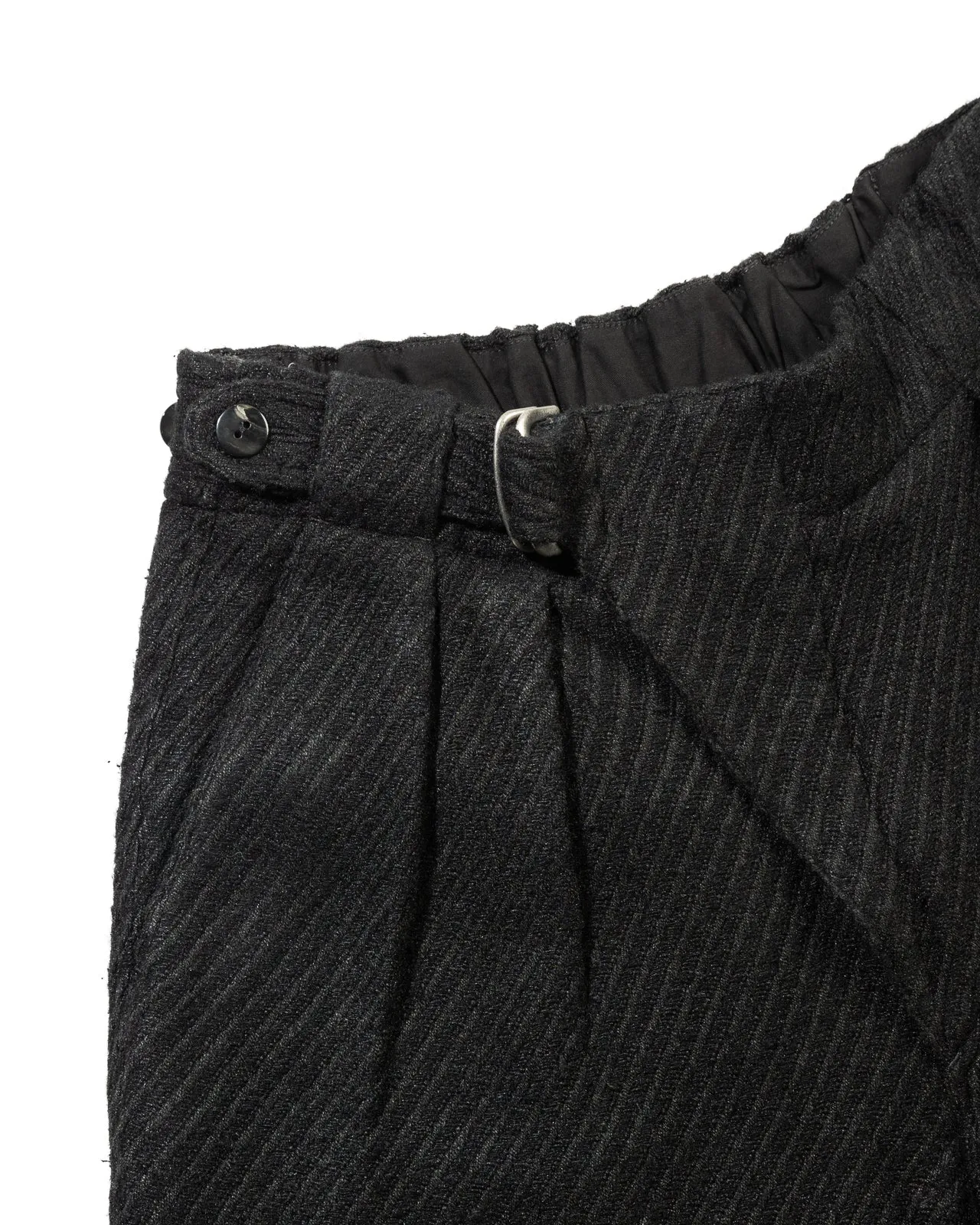 Oblique Trousers - Black Tussah Silk Tweed