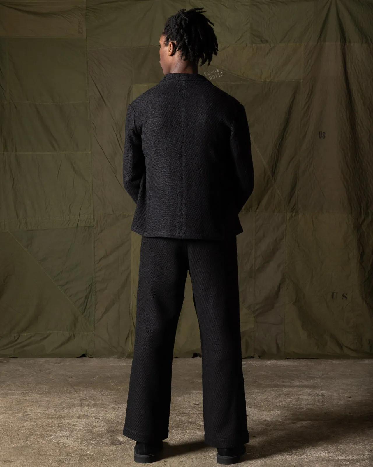Oblique Trousers - Black Tussah Silk Tweed