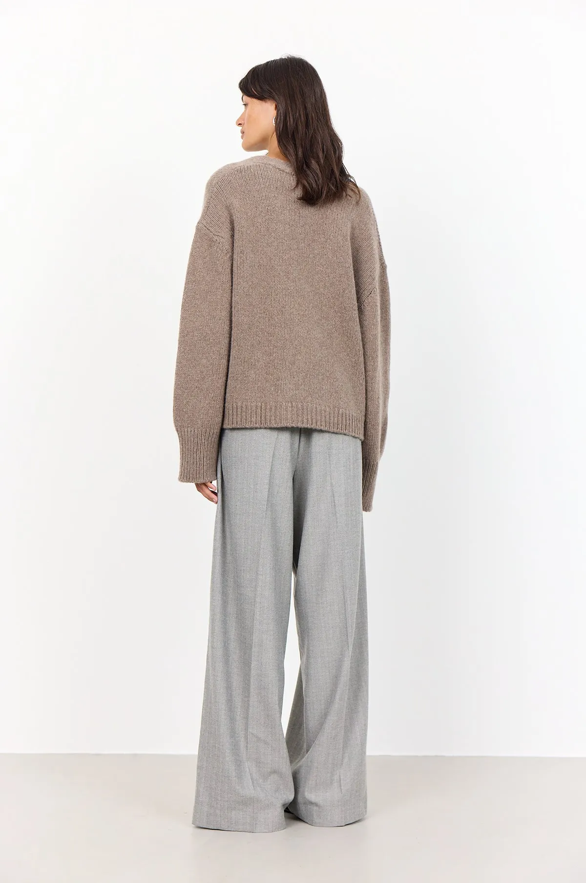 Perle Cardigan Taupe Grey Melange