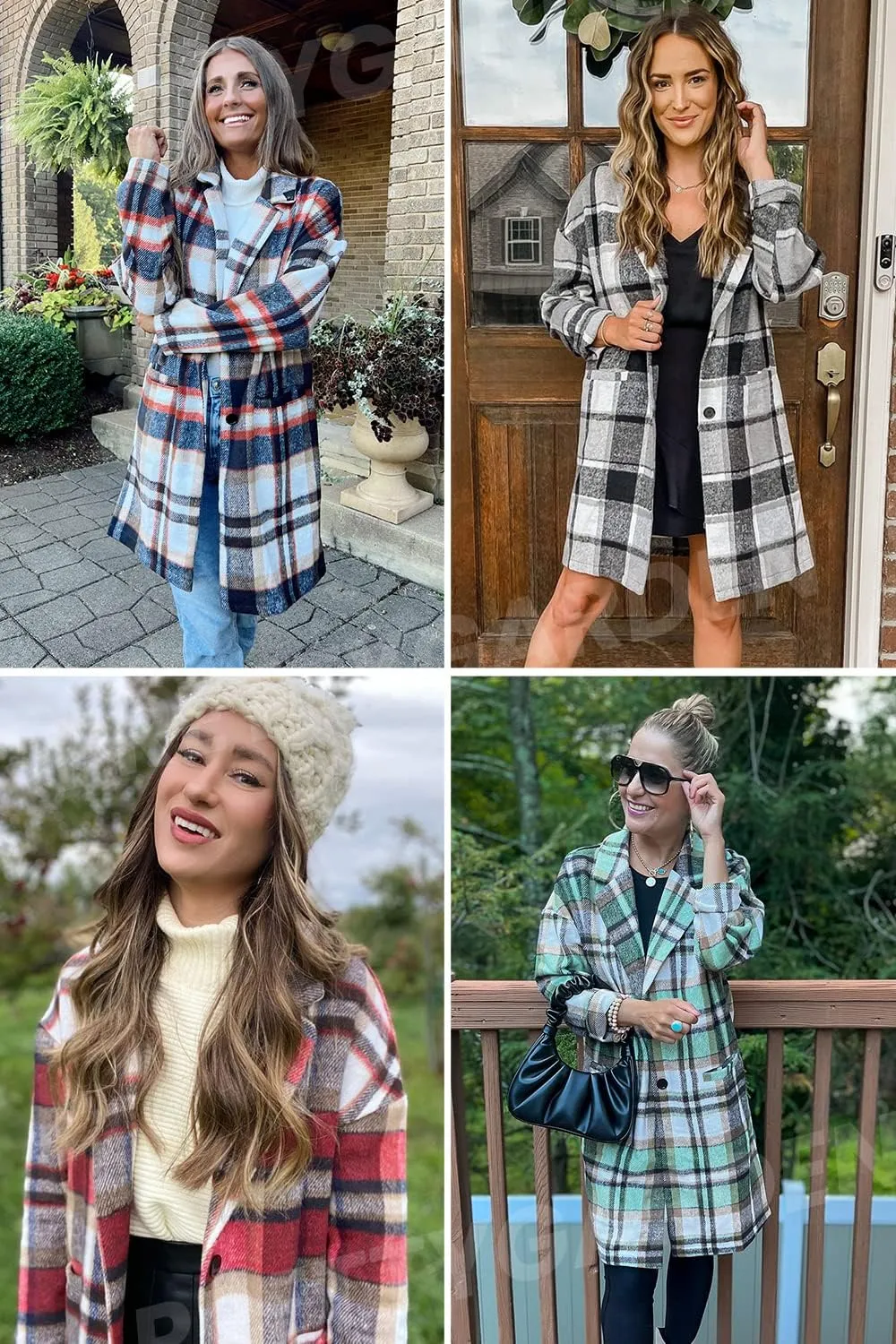 PRETTYGARDEN Women's Plaid Shacket Jacket Trendy Casual Button Wool Blend Winter Tartan Trench Coat with Pockets