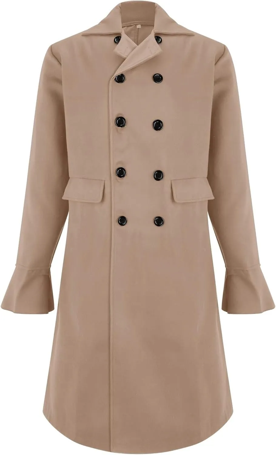 QWENTMTNTY Wool Pea Coats for Men Winter Slim Fit Casual Single Breasted Trench Coat Mid-Length Thermal Business Peacoat