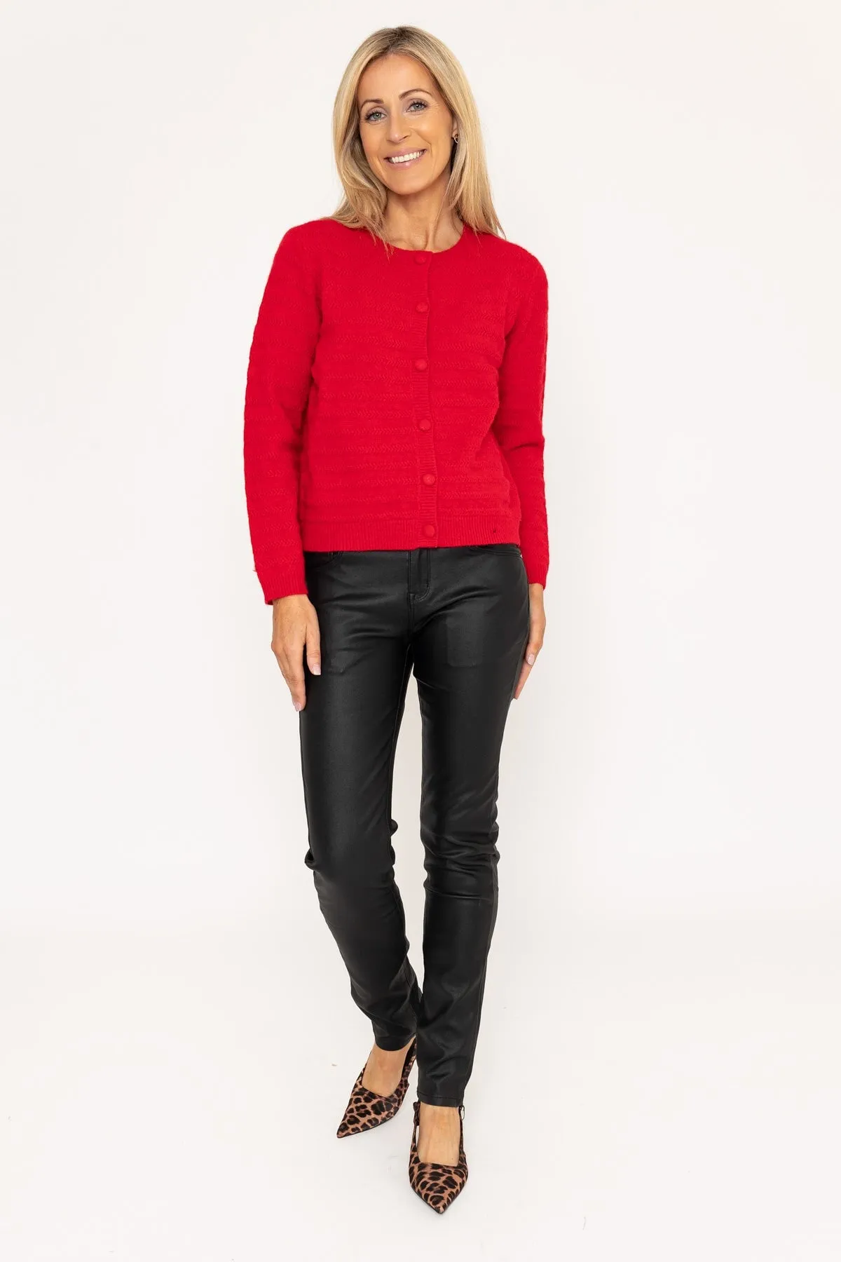 Red Cashmere Blend Cardigan