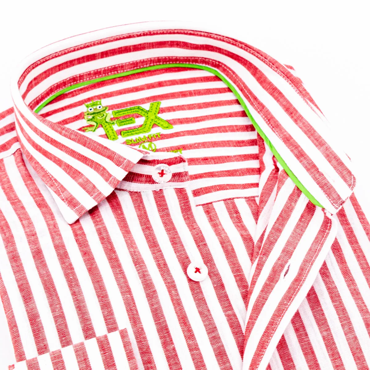 Stanford Stripe FROG Linen Shirt - Red