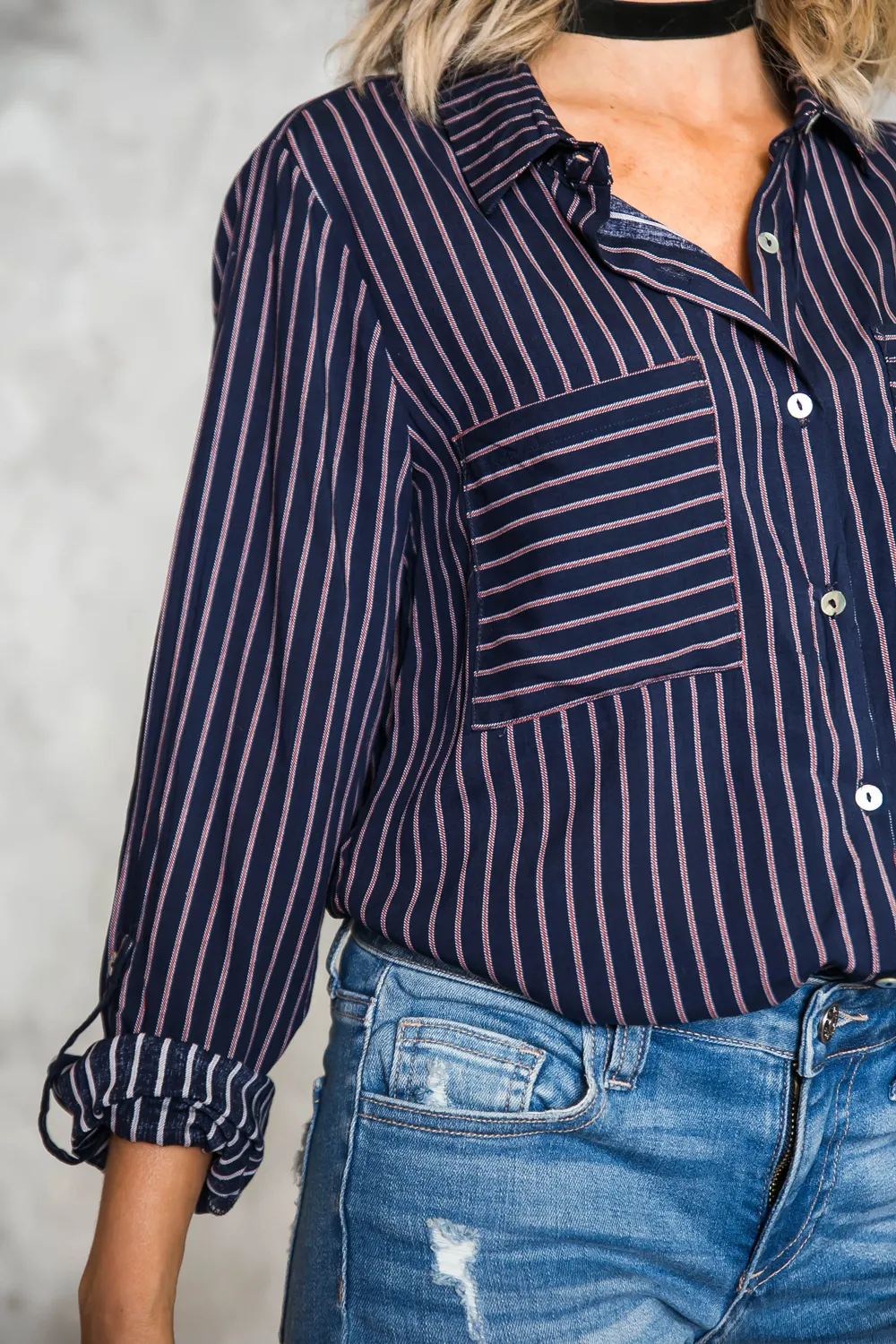 Striped Button-Up Shirt