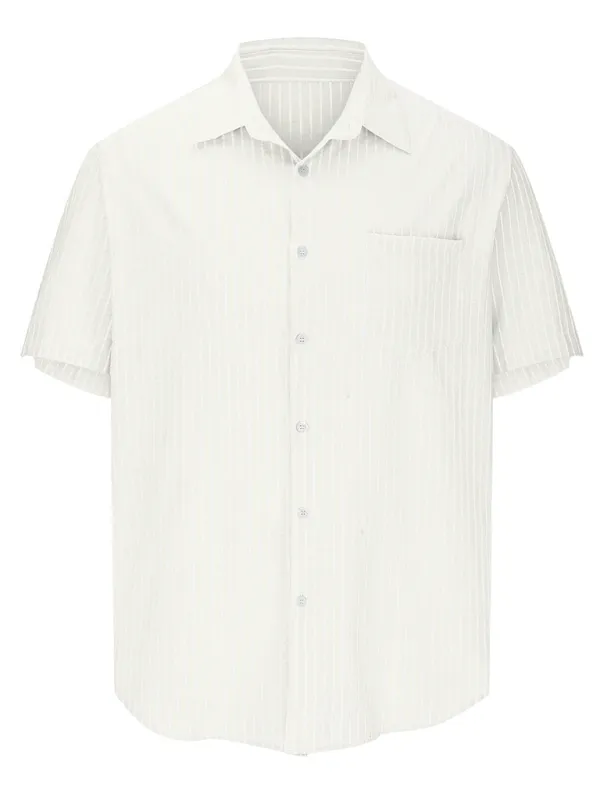 TEEK - Striped Short Sleeve Lapel Shirt