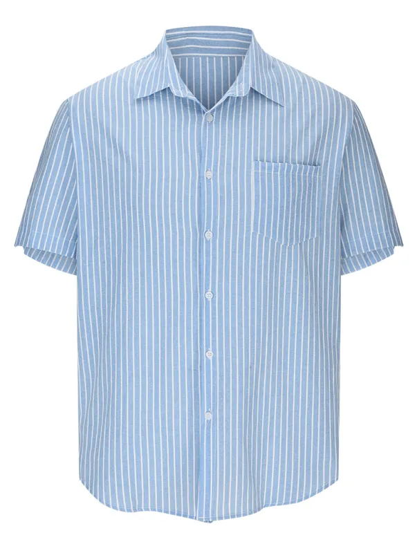TEEK - Striped Short Sleeve Lapel Shirt