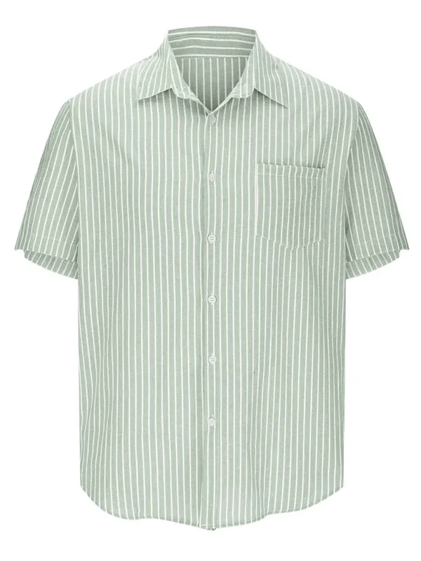 TEEK - Striped Short Sleeve Lapel Shirt