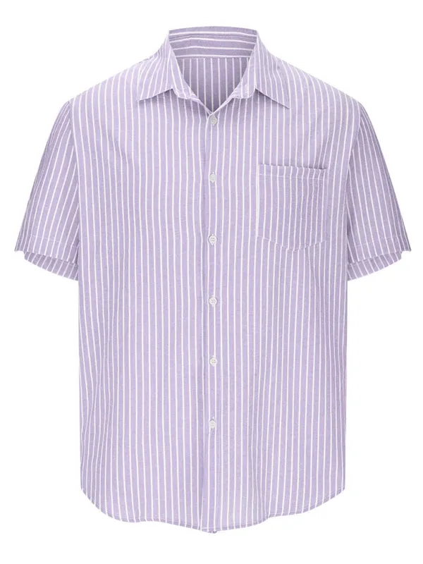 TEEK - Striped Short Sleeve Lapel Shirt