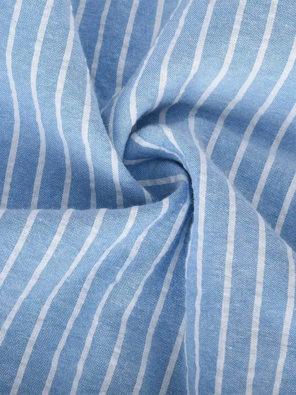 TEEK - Striped Short Sleeve Lapel Shirt