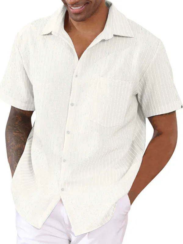 TEEK - Striped Short Sleeve Lapel Shirt